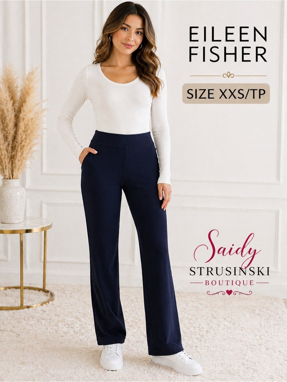 Eileen Fisher Pull On Pants Navy Blue XXS Petite Stretch Minimalist